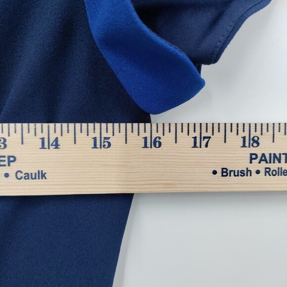 New JS Collections Tulip Sleeve V Neck Mini Structured Dress Size 2 Women Blue - Picture 12 of 16